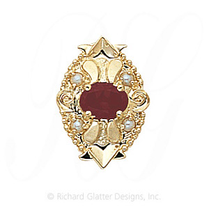 GS312 PT/PL - 14 Karat Gold Slide with Pink Tourmaline center and Pearl accents 